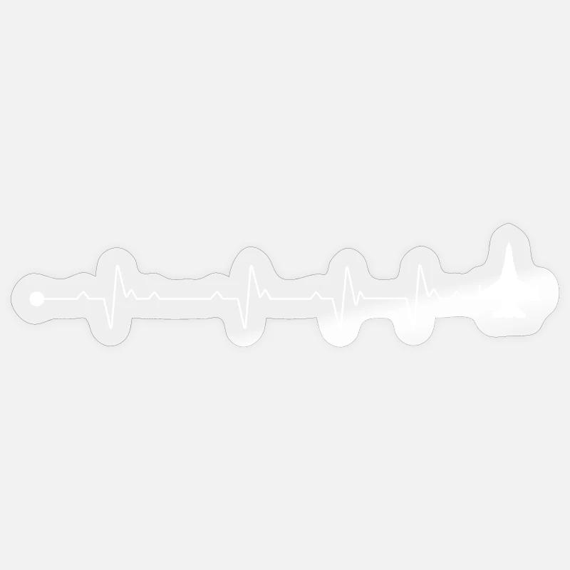 Heartbeat jet plane - Sticker size S (10 x 10 cm) - transparent glossy