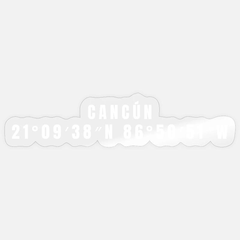 Coordonnées Cancún, Mexique - Sticker taille S (10 x 10 cm) - brillant transparent