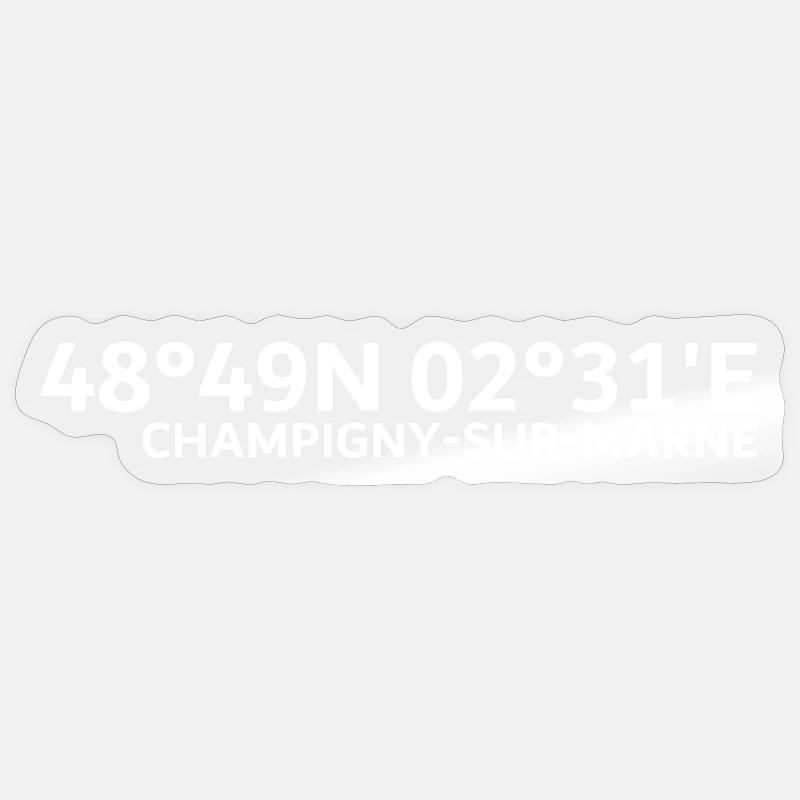 Coordonnées de Champigny-sur-Marne - Sticker taille S (10 x 10 cm) - brillant transparent