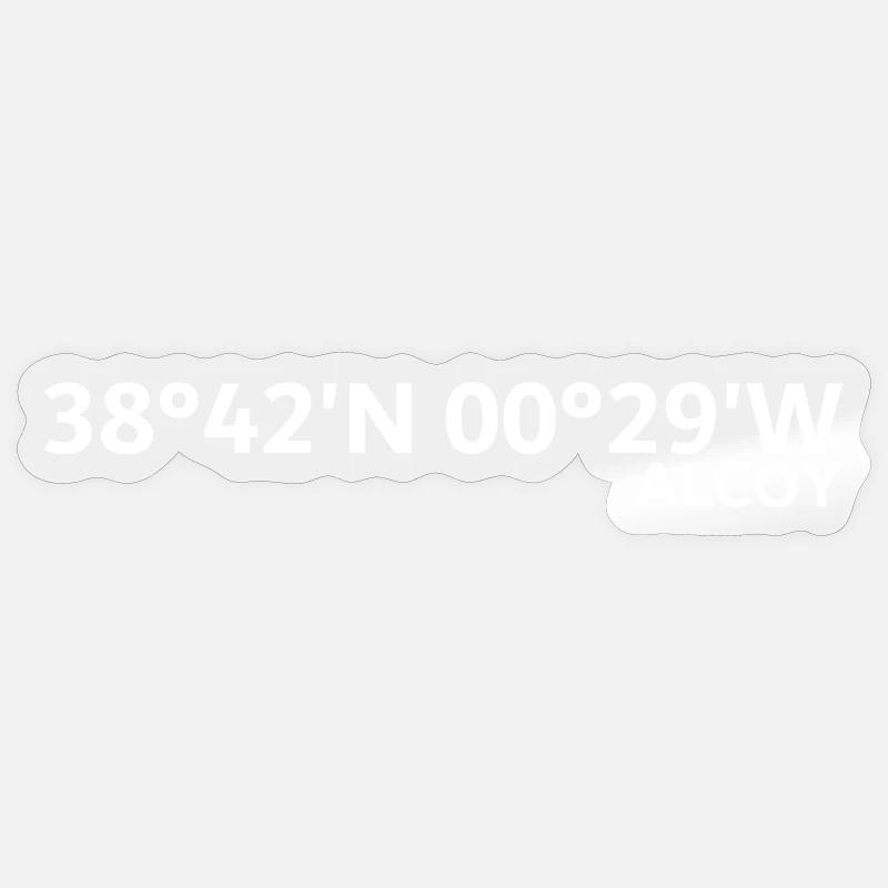 Coordonnées Alcoy - Sticker taille S (10 x 10 cm) - brillant transparent