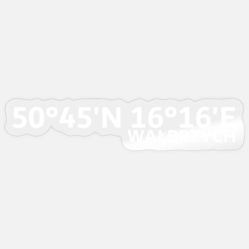 Coordonnées de Wałbrzych - Sticker taille S (10 x 10 cm) - brillant transparent