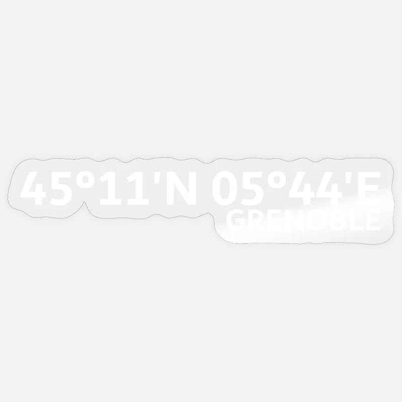 Coordonnées de Grenoble - Sticker taille S (10 x 10 cm) - brillant transparent