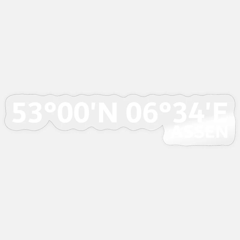 Coordonnées Assen - Sticker taille S (10 x 10 cm) - brillant transparent