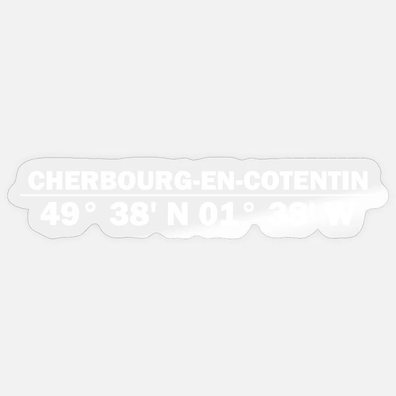 Coordonnées de Cherbourg-en-Cotentin - Sticker taille S (10 x 10 cm) - brillant transparent