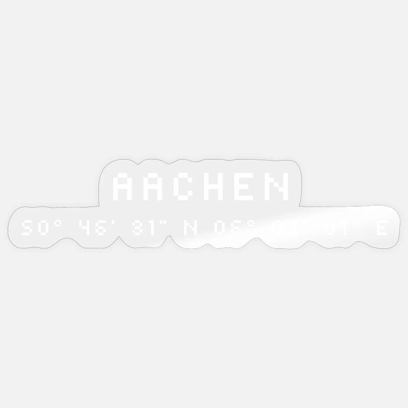 Coordonnées d’Aix-la-Chapelle - Sticker taille S (10 x 10 cm) - brillant transparent