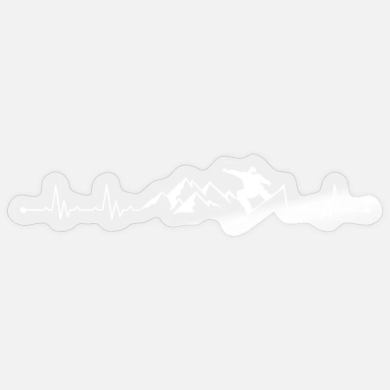 Snowboard Herzschlag - Sticker Größe S (10 x 10 cm) - Transparent glänzend