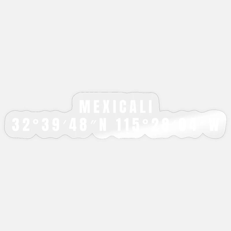 Coordonnées Mexicali Mexique - Sticker taille S (10 x 10 cm) - brillant transparent