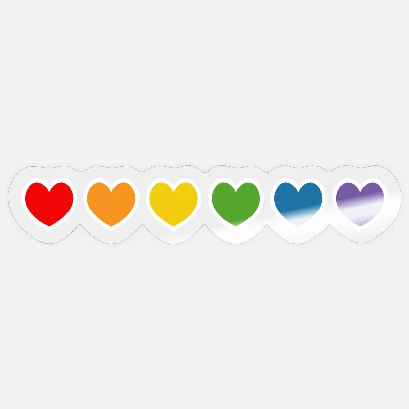 LGBT lgbtqi queer Regenbogen herzchen outline - Sticker Größe S (10 x 10 cm) - Transparent glänzend
