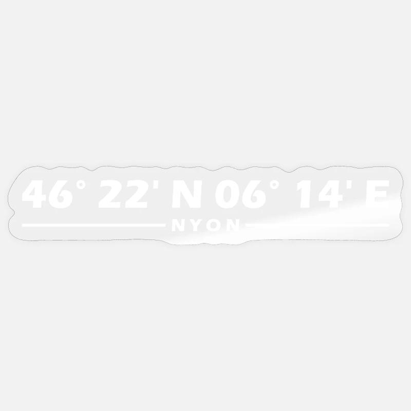 Coordonnées de Nyon - Sticker taille S (10 x 10 cm) - brillant transparent