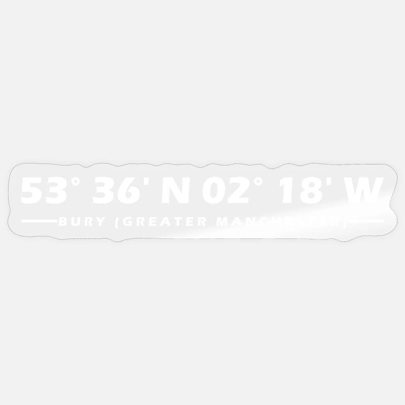 Bury (Greater Manchester) coordinates - Sticker size S (10 x 10 cm) - transparent glossy