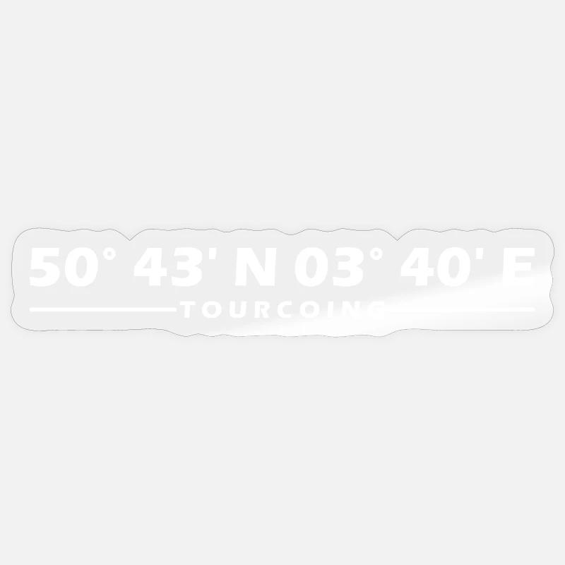 Coordonnées de tourcoing - Sticker taille S (10 x 10 cm) - brillant transparent