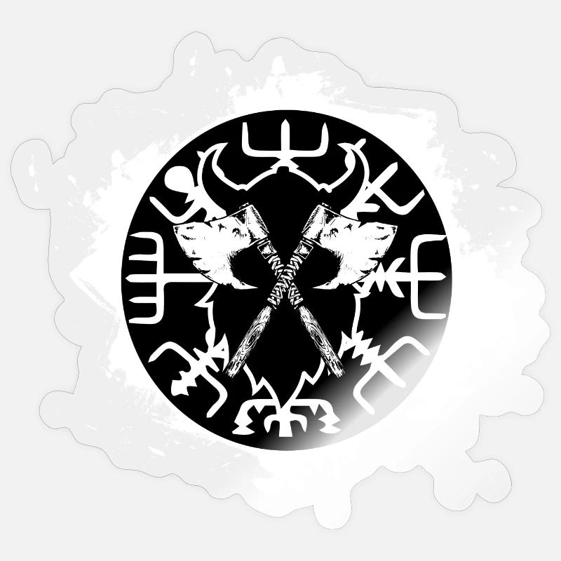 vegvisir compas du nord blanc - Sticker taille S (10 x 10 cm) - brillant transparent