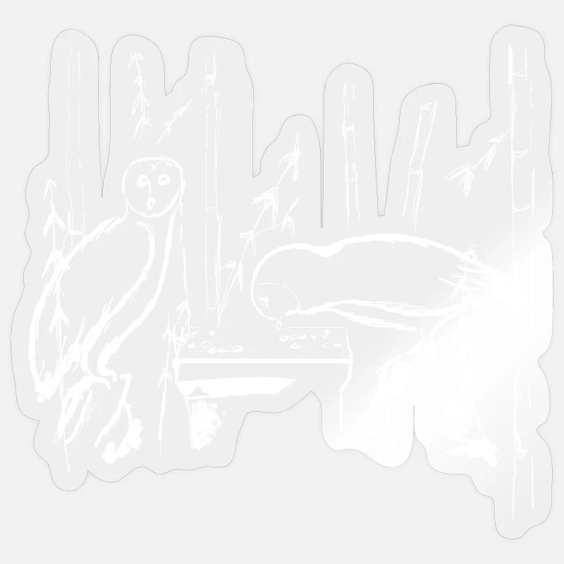 White Go Spieler Eule - Sticker Größe S (10 x 10 cm) - Transparent glänzend