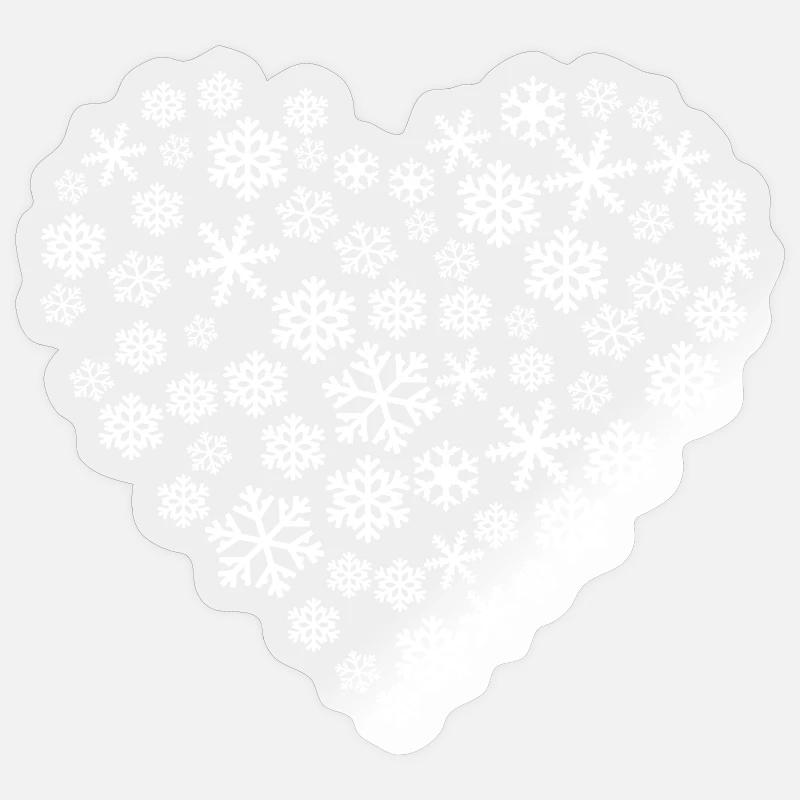Coeur de flocon de neige - j'aime la neige - Sticker taille S (10 x 10 cm) - brillant transparent
