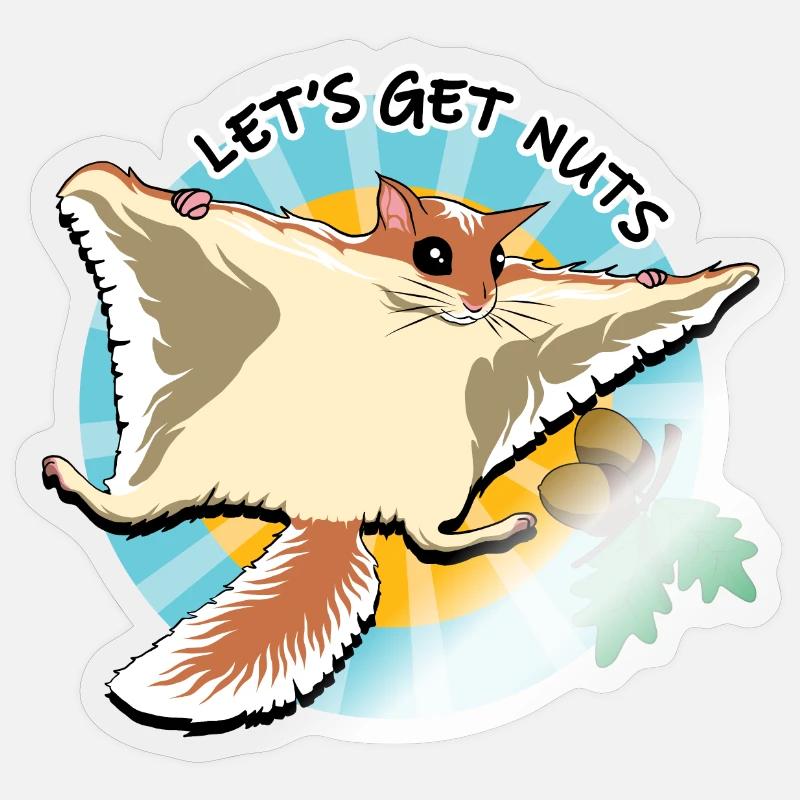 Fliegendes Eichhörnchen - Let es Get Nuts - Sticker Größe S (10 x 10 cm) - Transparent glänzend