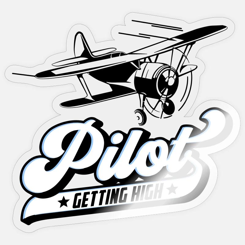 Pilote volant | Les couleurs peuvent être modifiées - Sticker taille S (10 x 10 cm) - brillant transparent