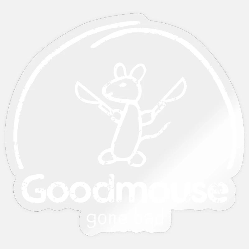 Souris « Goodmouse » avec un dicton maléfique cool - Sticker taille S (10 x 10 cm) - brillant transparent