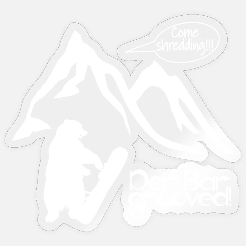 Der Berg ruft oder der Bär grooved? Go shredding! Sticker Größe S (10 x 10 cm)
