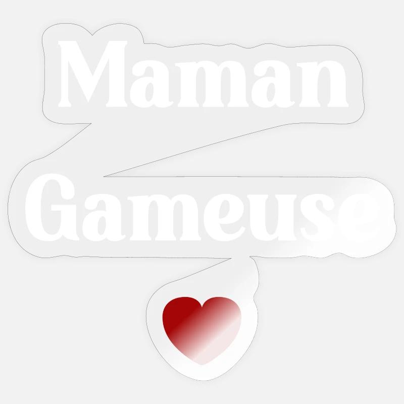 Maman gameuse - Sticker taille S (10 x 10 cm) - brillant transparent