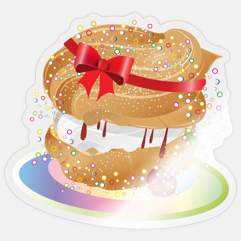 Ein gefüllter Windbeutel mit Geschenkschleife - Sticker Größe S (10 x 10 cm) - Transparent glänzend