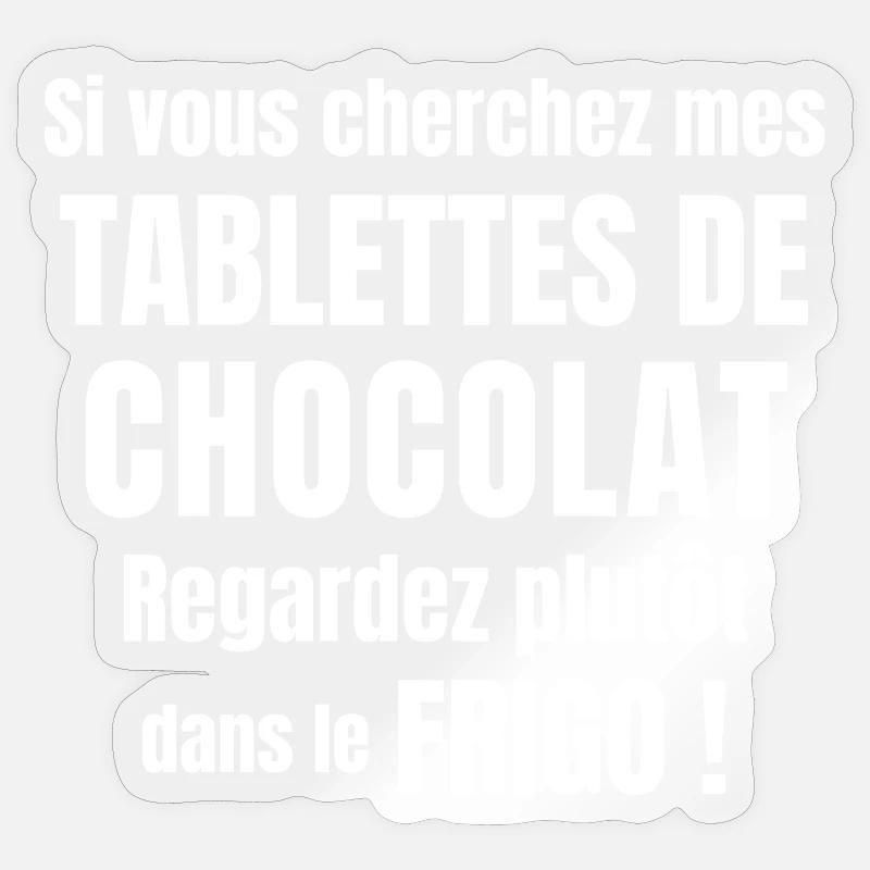 chocolat, j'aime le chocolat, tablette de chocolat Sticker taille S (10 x 10 cm)