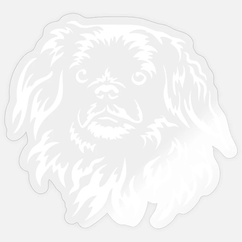 Tibet Spaniel Kopf "BlackEdition" - Sticker Größe S (10 x 10 cm) - Transparent glänzend