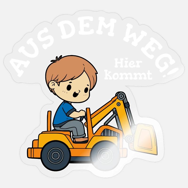 Bagger Junge Kinder Name Vorlage Sticker Größe S (10 x 10 cm)