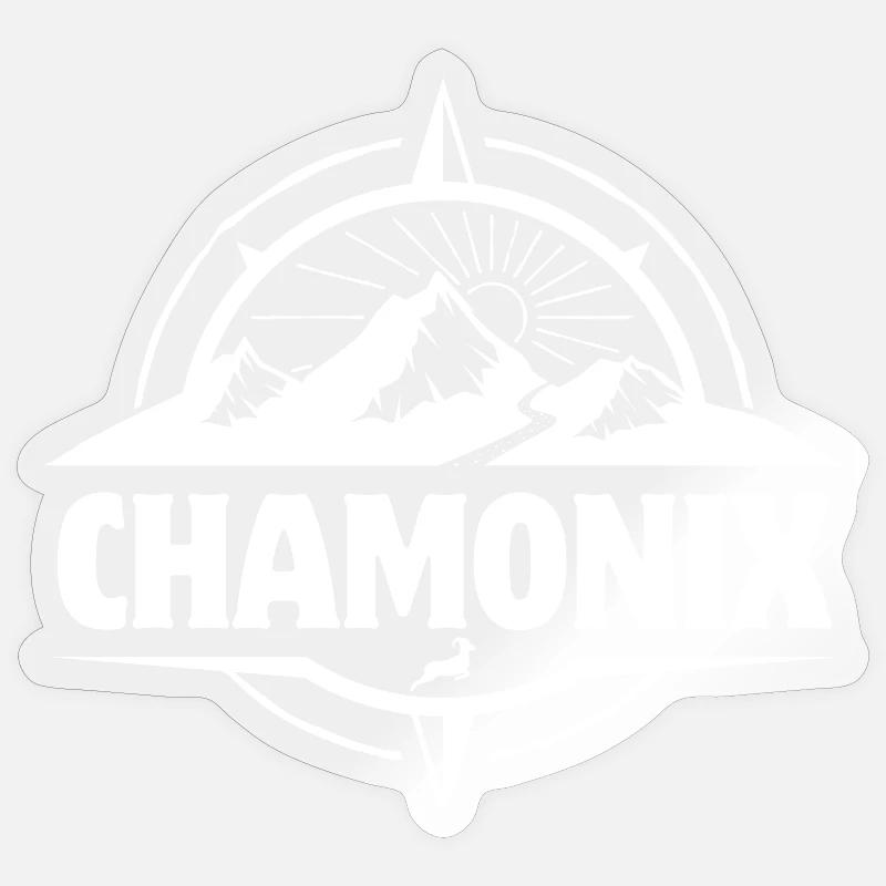 Chamonix, Skigebiet, Skipiste - Sticker Größe S (10 x 10 cm) - Transparent glänzend