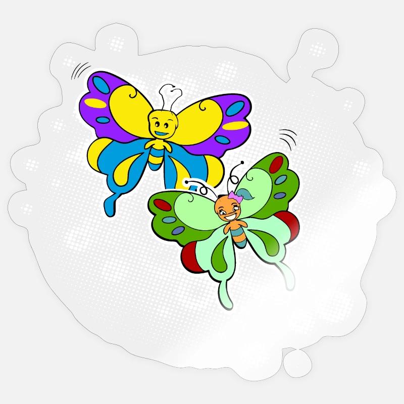 Zwei Schmetterlinge mit Pixelwolke - Sticker Größe S (10 x 10 cm) - Transparent glänzend