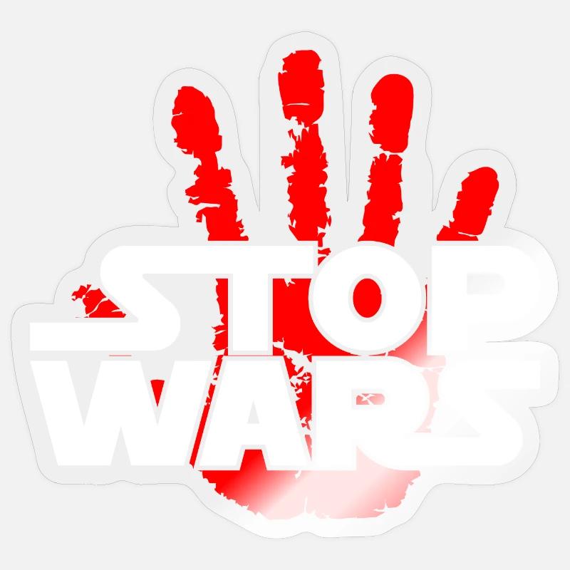 Stoppt Kriege - Sticker Größe S (10 x 10 cm) - Transparent glänzend