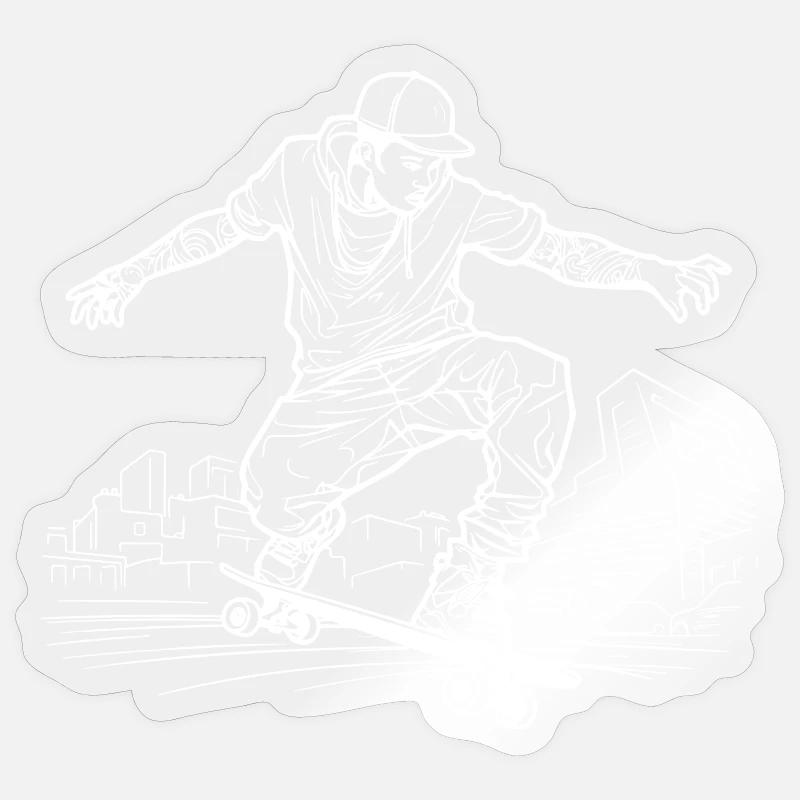 Dessin de skateboarder - Sticker taille S (10 x 10 cm) - brillant transparent