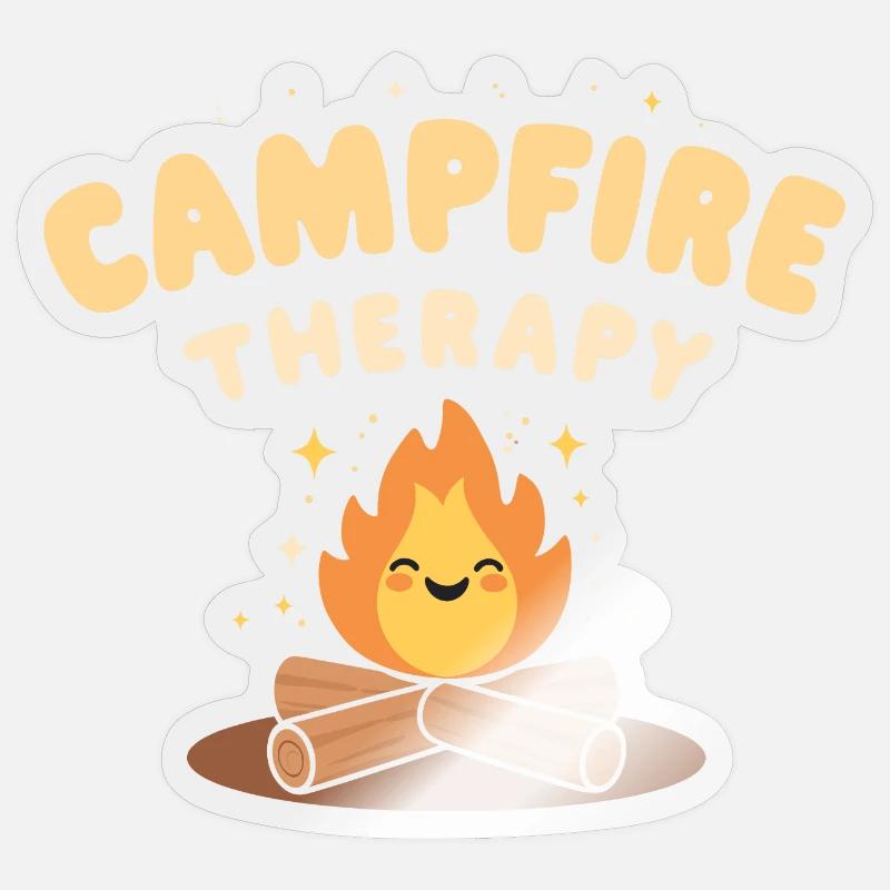 Design joyeux « Campfire Therapy » - Sticker taille S (10 x 10 cm) - brillant transparent