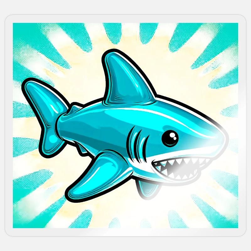 Requin - Sticker taille S (10 x 10 cm) - brillant transparent