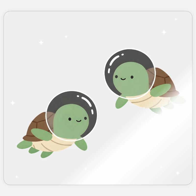 Tortues de l’espace mignonnes Sticker taille S (10 x 10 cm)