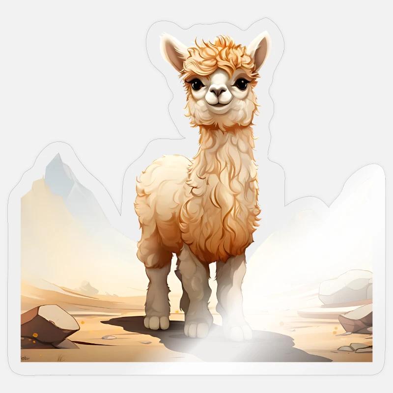 Alpaca in the sunlight - Sticker size S (10 x 10 cm) - transparent glossy