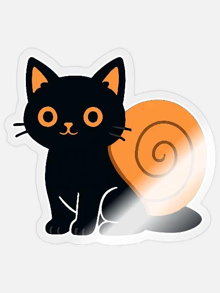 Katzensilhouette in Orange - Sticker Größe S (10 x 10 cm) - Transparent glänzend