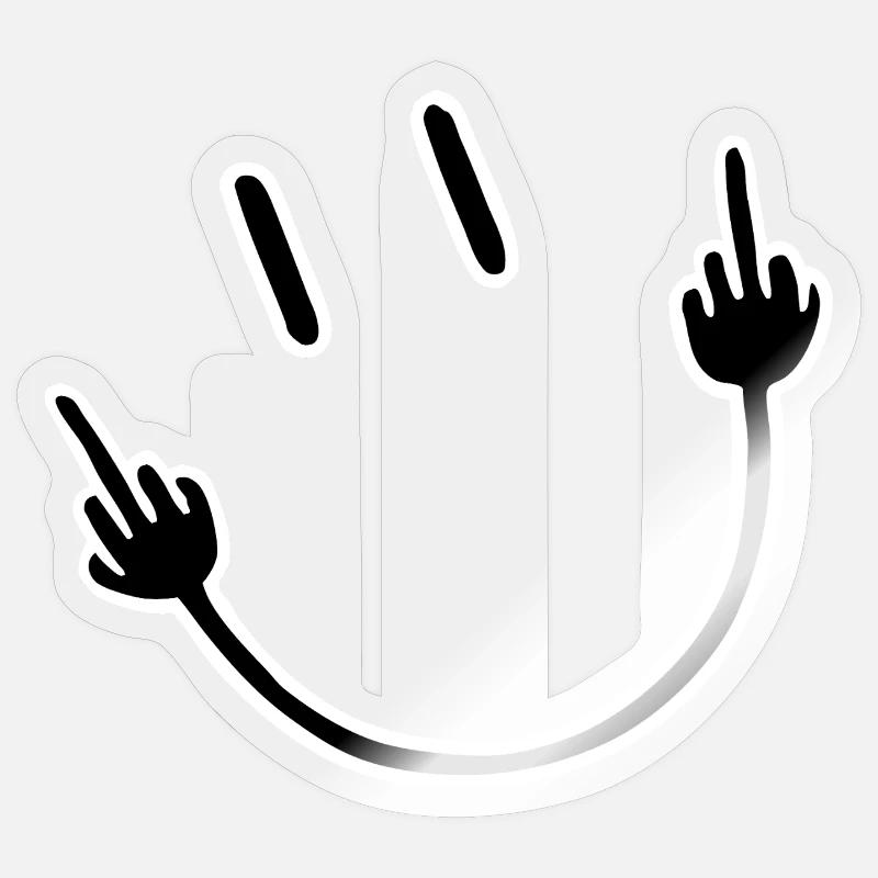 Gesicht mit Mittelfinger-Geste - Sticker Größe S (10 x 10 cm) - Transparent glänzend