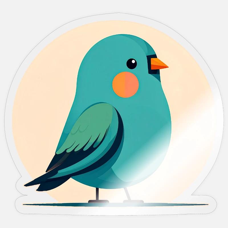 Petit oiseau vert-bleu Sticker taille S (10 x 10 cm)