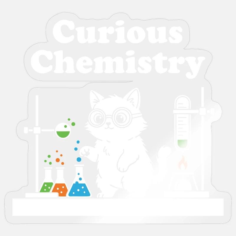 Chat de la Chimie Curieuse Sticker taille S (10 x 10 cm)