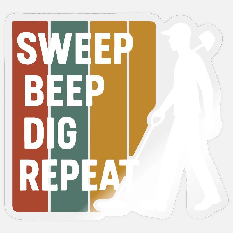 Balayage Bip Creuser Répéter Détection de métaux Fun Sticker taille S (10 x 10 cm)