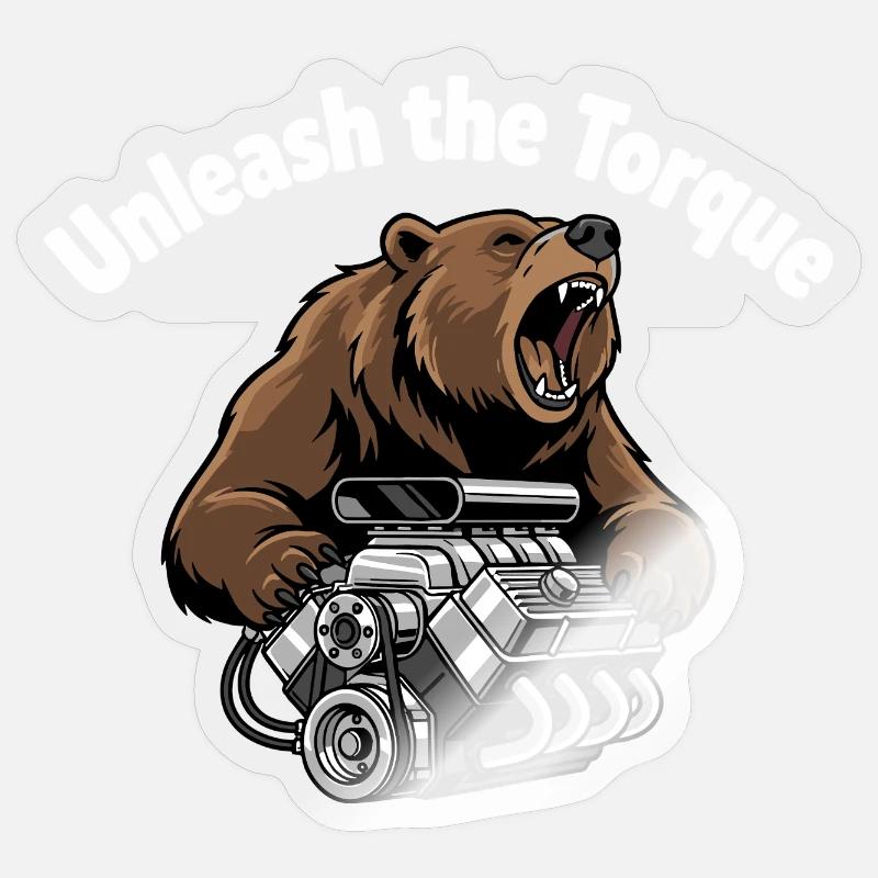 Bear Couple : Bear propulse un V8 Sticker taille S (10 x 10 cm)
