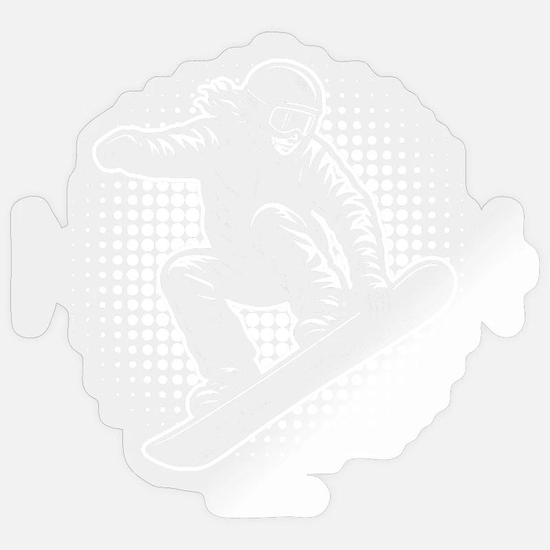 Action en demi-teinte de snowboard - Sticker taille S (10 x 10 cm) - brillant transparent