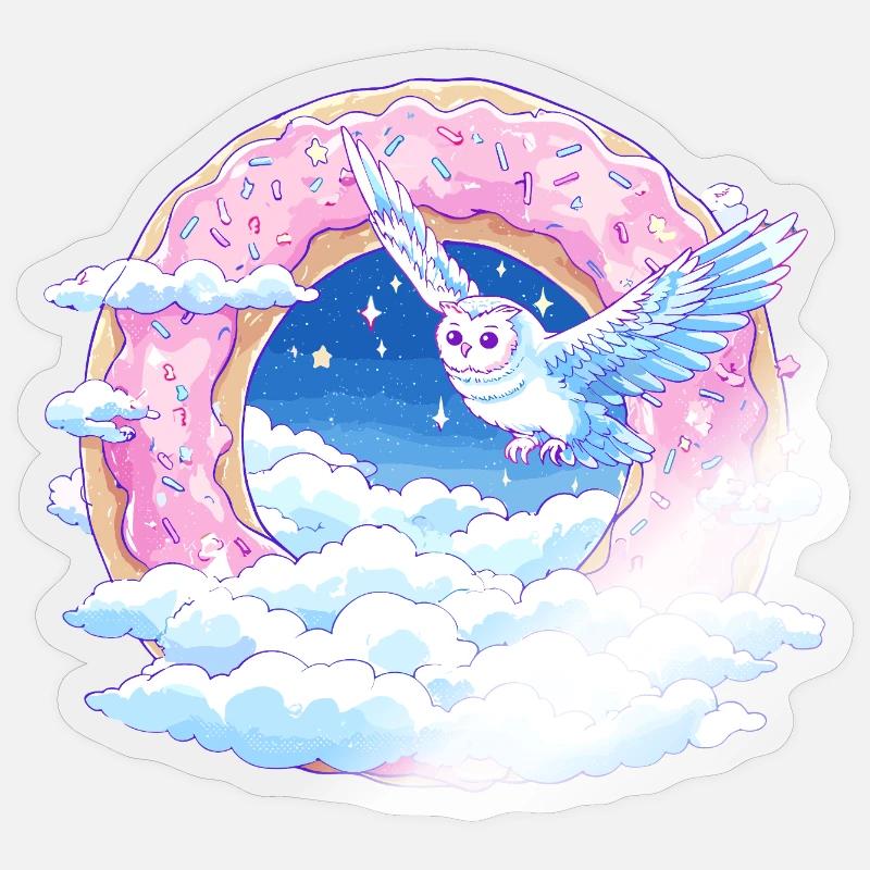 Donut Sky Owl Flight - Sticker size S (10 x 10 cm) - transparent glossy