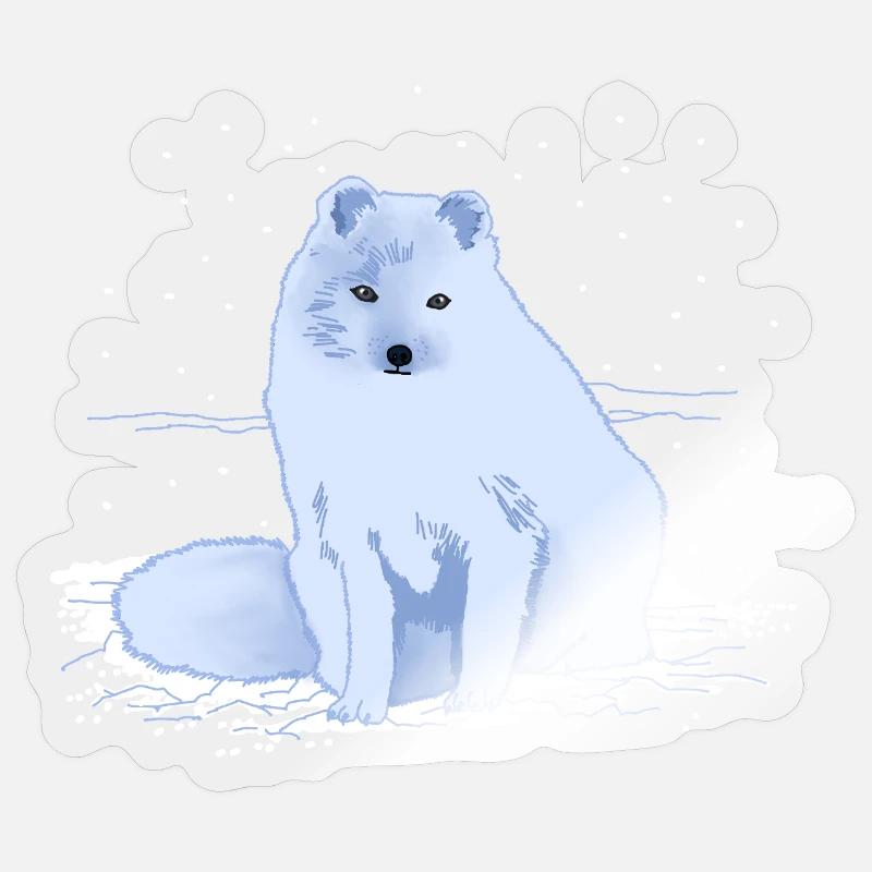 Arctic fox in the snow - Sticker size S (10 x 10 cm) - transparent glossy