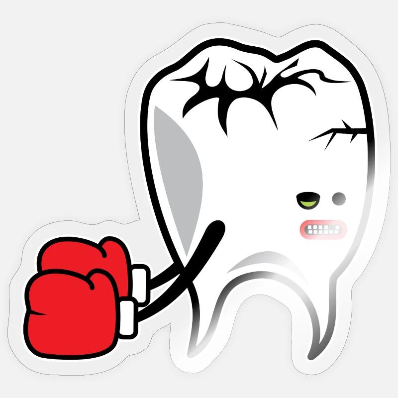 Tooth Boxer Knockout - Sticker size S (10 x 10 cm) - transparent glossy