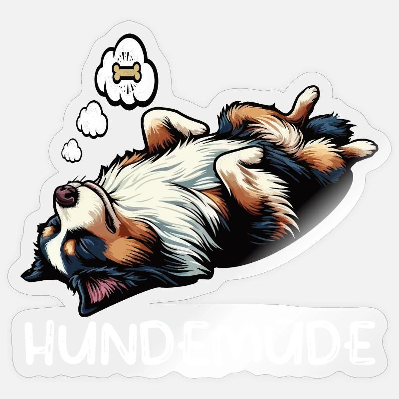Hundemüde Australian Shepherd Aussie Aussiehalter - Sticker Größe S (10 x 10 cm) - Transparent glänzend