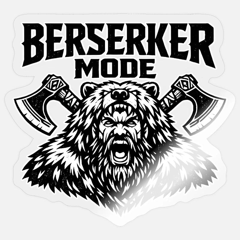 Berserker Mode Bear Axes Sticker size S (10 x 10 cm)
