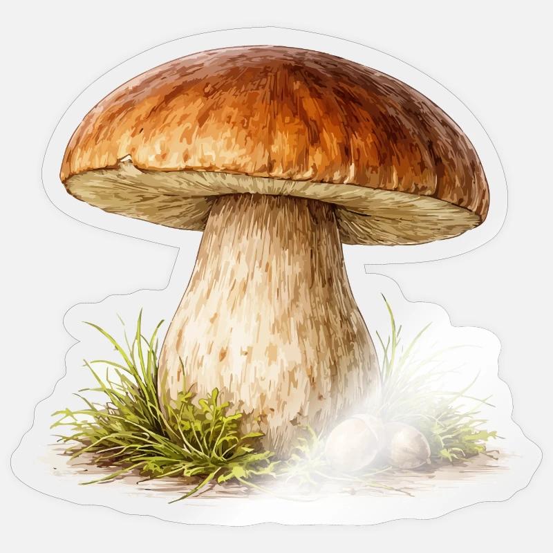 Illustration de champignon forestier Sticker taille S (10 x 10 cm)