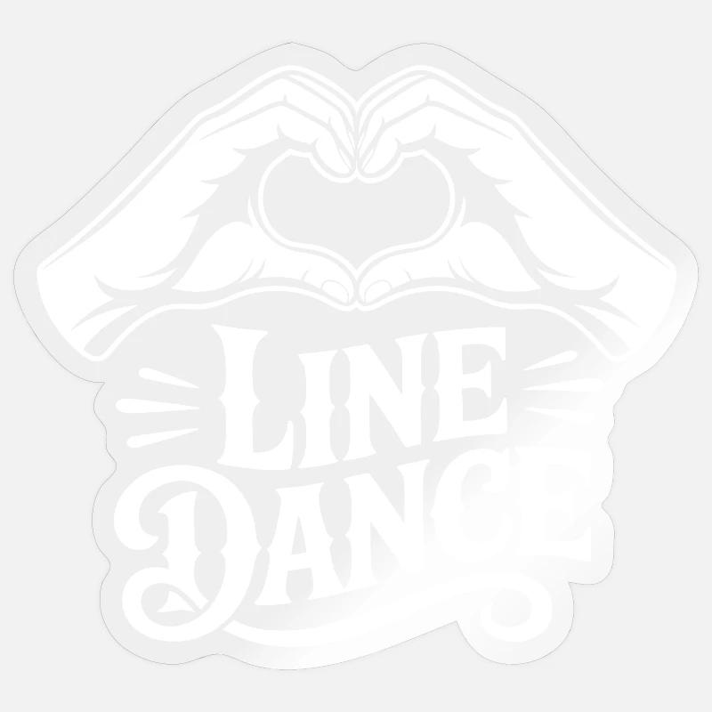 Line Dance Heart Hand Logo - Sticker size S (10 x 10 cm) - transparent glossy
