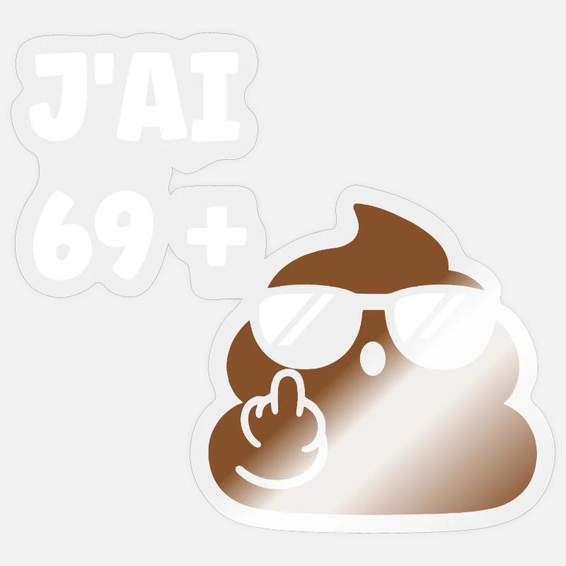 69 plus 1 - Sticker taille S (10 x 10 cm) - brillant transparent